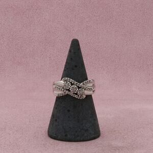 zales sterling silver diamond crossover ring size 6.5